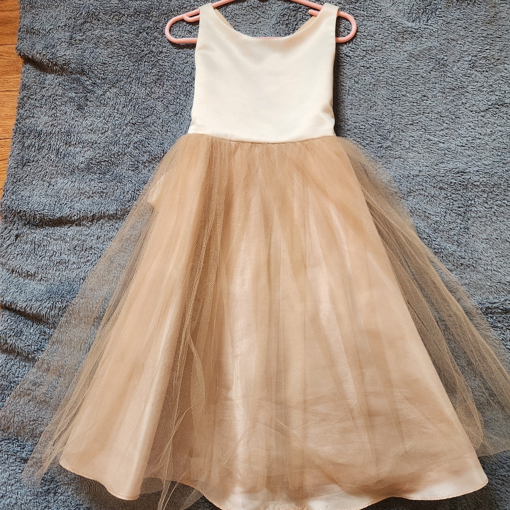White and Peach or Cream Formal Dress for girls size 4